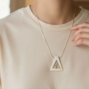 JR FRANCO | Brushed Aluminum Triangle Tree Pendant Necklace